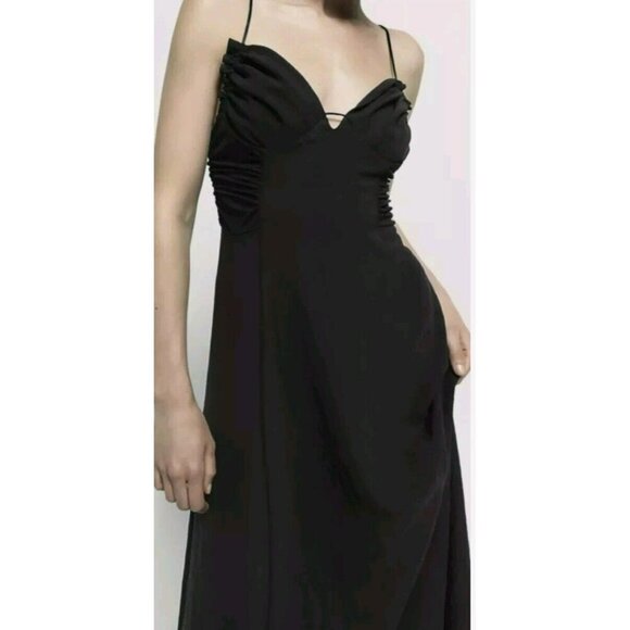 NWT ZARA BLACK SLIP CAMISOLE DRESS REF 1165/155/364 18" Ptp Large - Picture 4 of 7